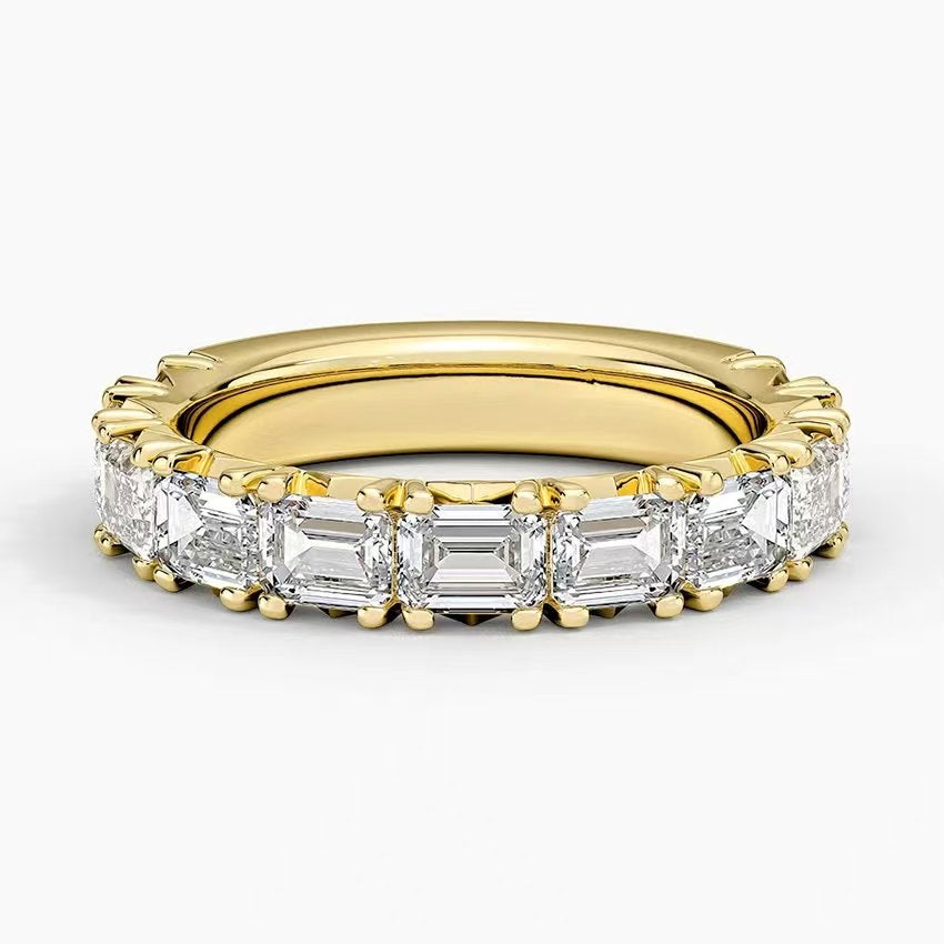 Bri TIKTOK LIVESTREAM Rosie 14K gold plain band not rope band east west baguette band 0.25ct each piece lab diamond size 6.5