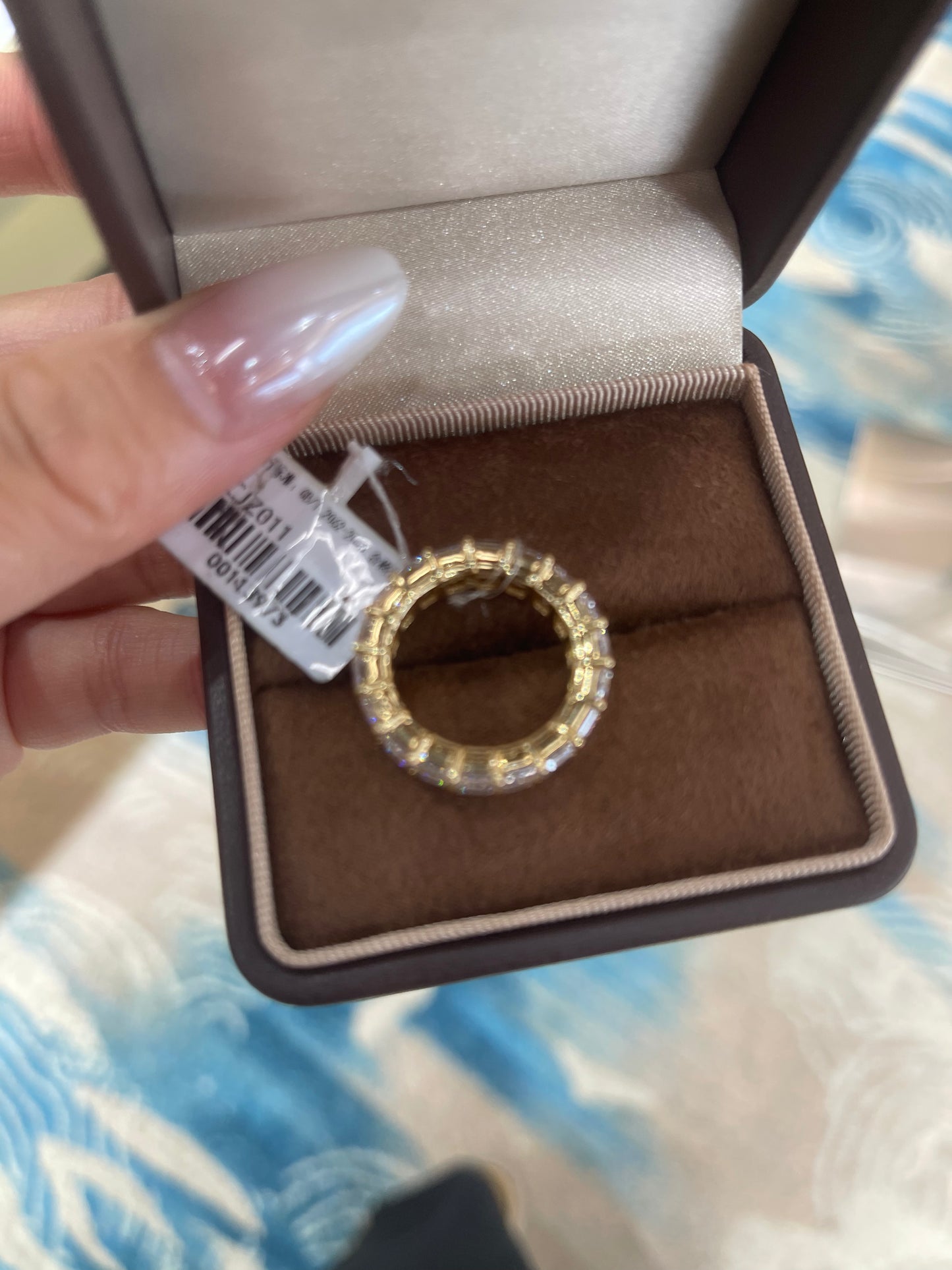 BAB 2-2 link TIKTIOK LIVESTREAM 18K yellow gold  eternity band emerald cut size 6 as picture (Copy)