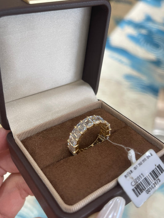 BAB 2-2 link TIKTIOK LIVESTREAM 18K yellow gold  eternity band emerald cut size 6 as picture (Copy)
