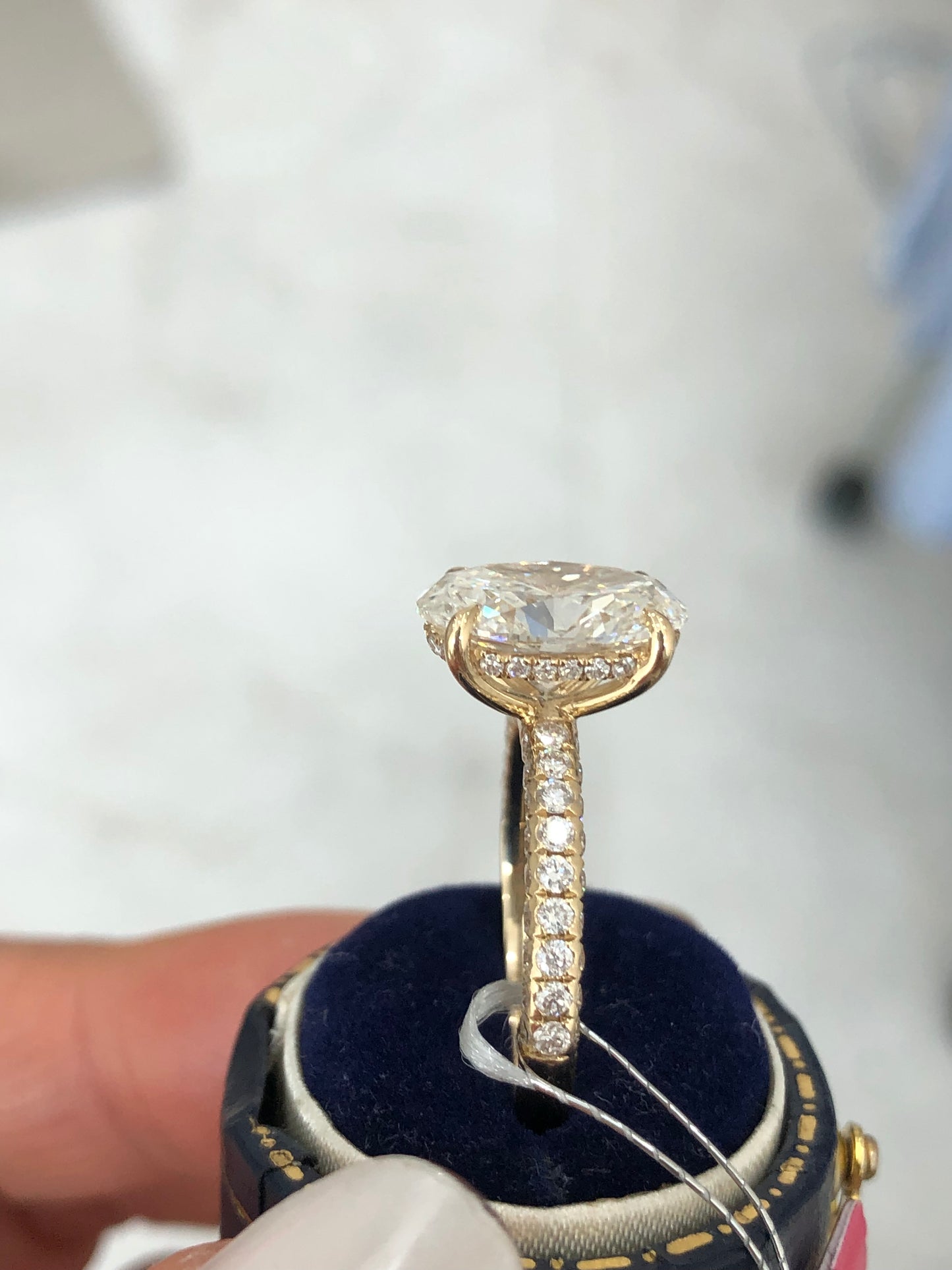 MR TIKTOK LIVESTREAM 30% depost links 14K yellow gold 5 CARATS Oval E color VVS2 with IGI certificate 3-row setting with hidden halo size 7