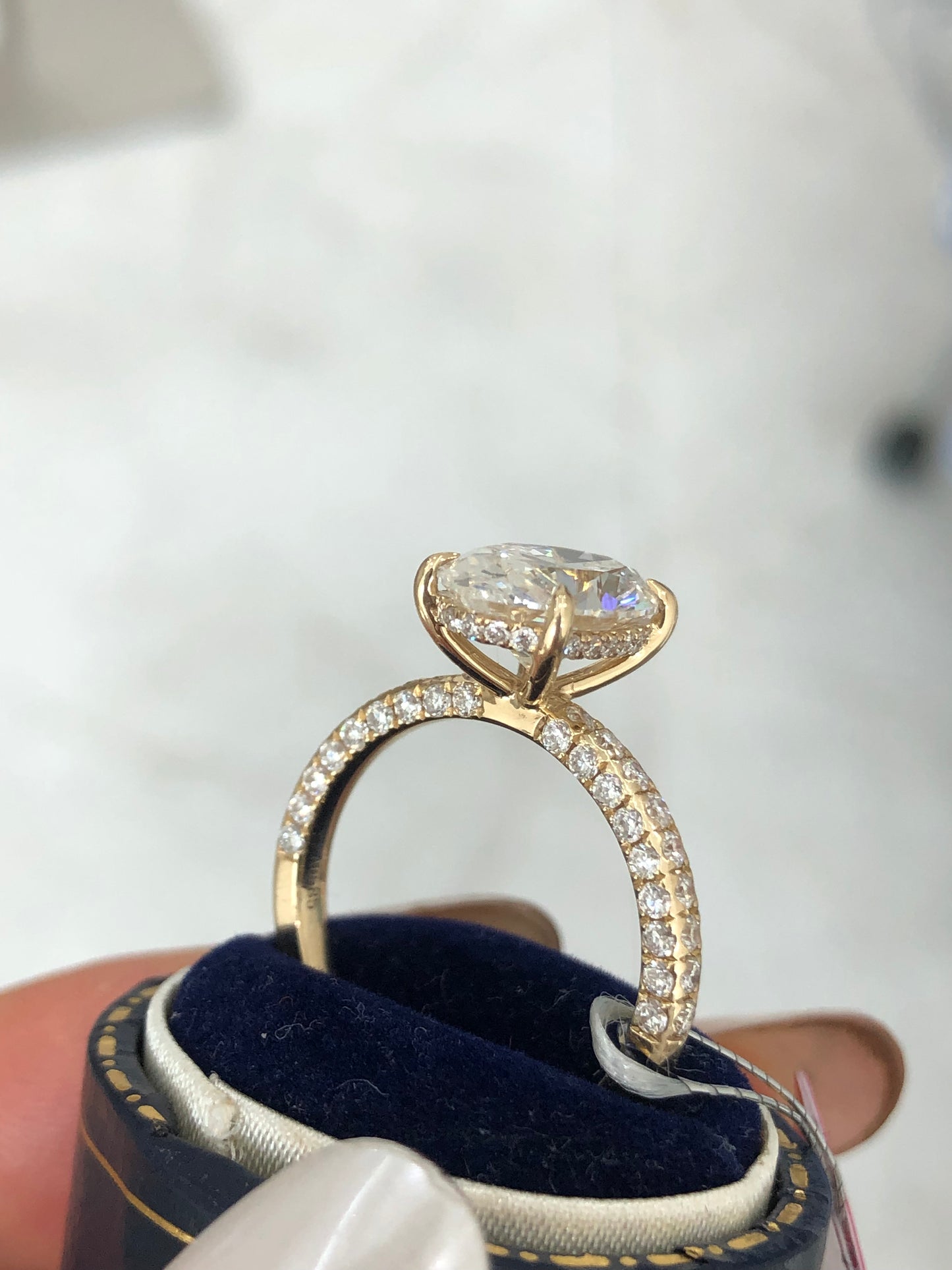 MR TIKTOK LIVESTREAM 30% depost links 14K yellow gold 5 CARATS Oval E color VVS2 with IGI certificate 3-row setting with hidden halo size 7