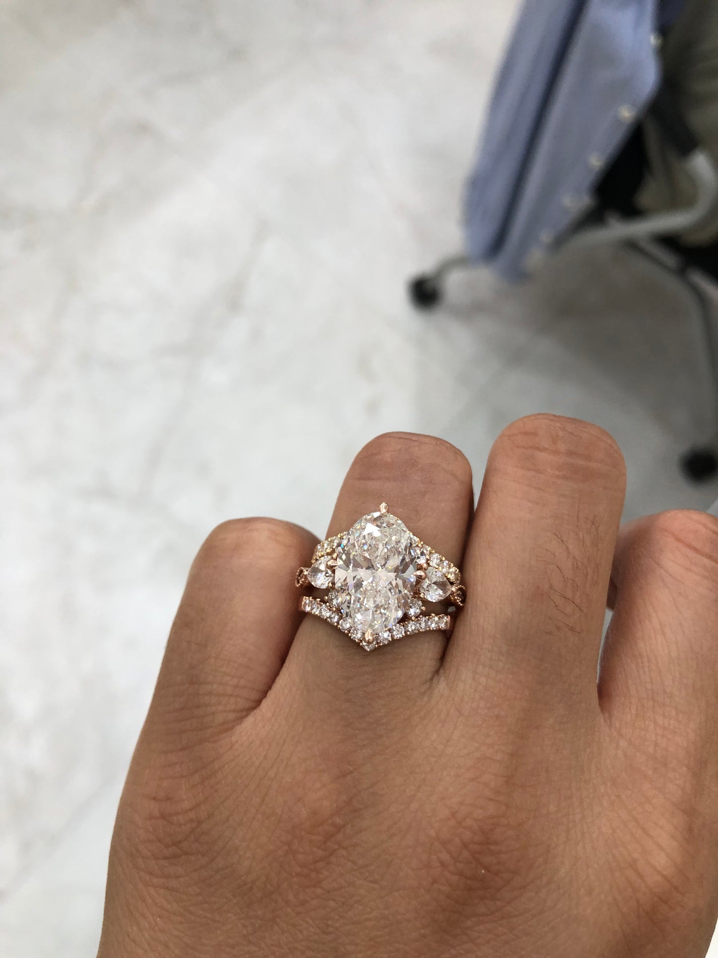 CHR TIKTOK LIVESTREAM 3-3 link 14K 2-TONE Gold, 5CT Oval cut with IGI certificate with 2 Pieces V shape bands same as video size 4.75 (Copy) (Copy)