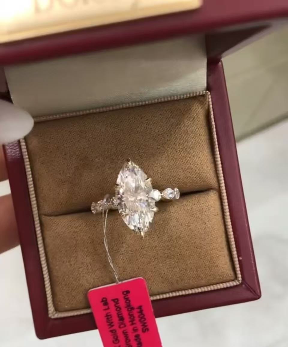 EPA 14K white gold 5ct Oval cut E VS1 lab diamond with IGI Certificate bubble band ring size 5