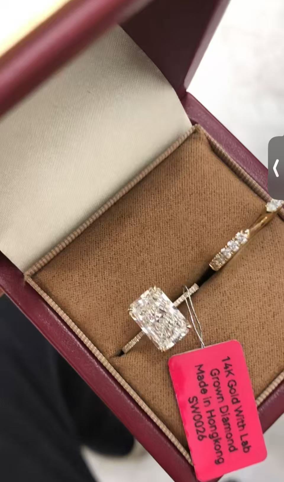 HEA 2-2 link 14K white gold 2CT Radiant cut E VS1 lab diamond with IGI Certificate with a same band width matcing band size 7 (Copy)