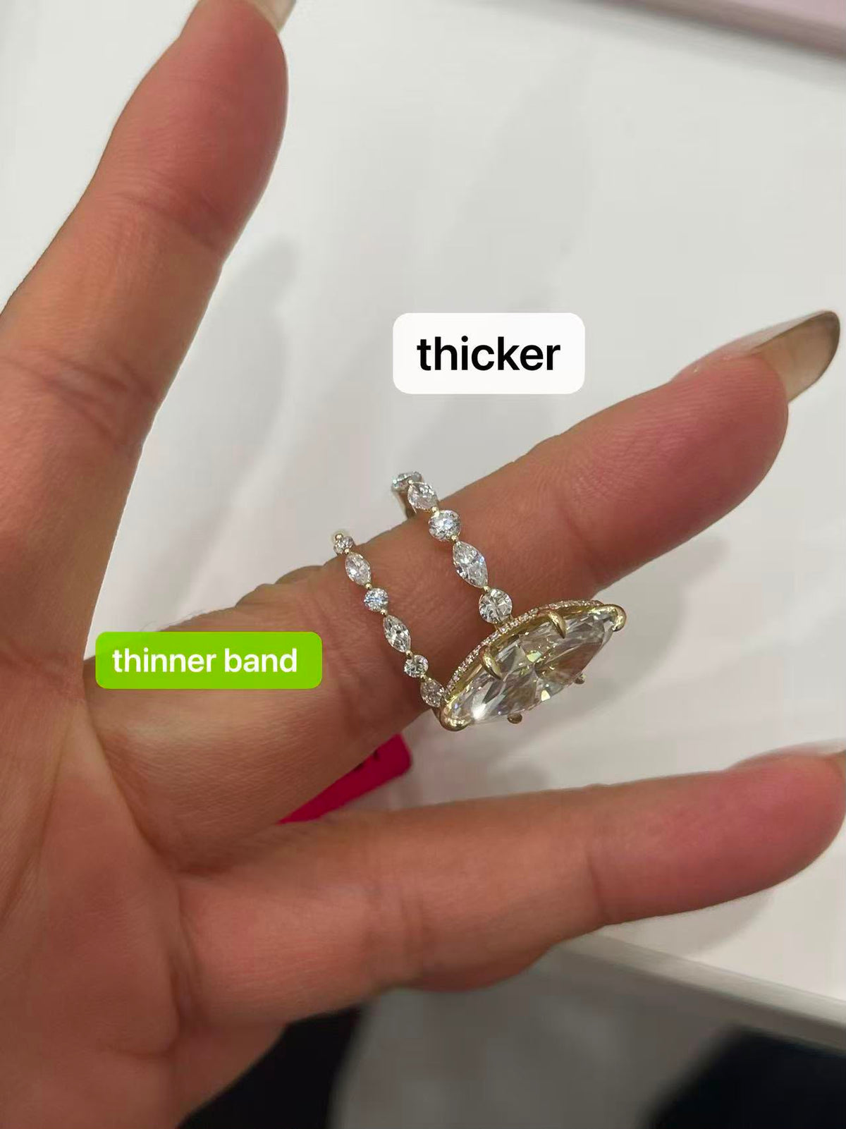 KAT 2-1 link Tiktok livestream 14K white gold  3.5ct oval cut  E VS1 lab grown diamonds with IGI Certifiate round and marquise rotated with a thinner matching band size 8.25