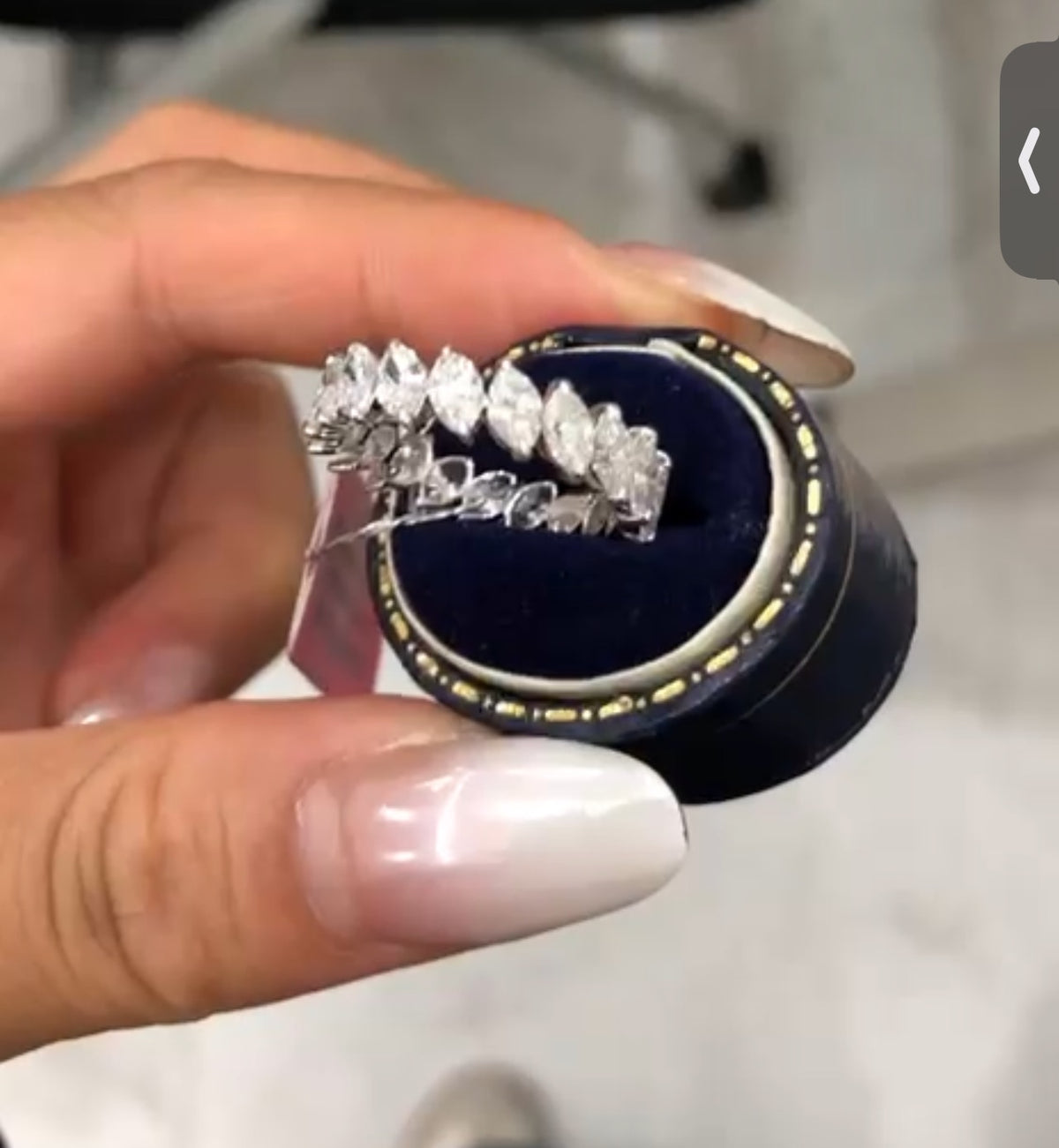Siss TIKTIOK LIVESTREAM solid 14K white gold eternity marquise band  size 6