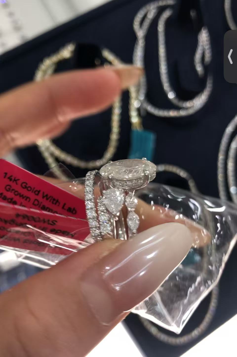 BRI TIKTOK LIVESTREAM 2-2  LINK , 3 ring-set solid 14K White Gold hidden halo 3CT,E VS1, Oval Cut bubble band Lab Diamond ring IGI Certified,  with 2 matching bands size (Copy)