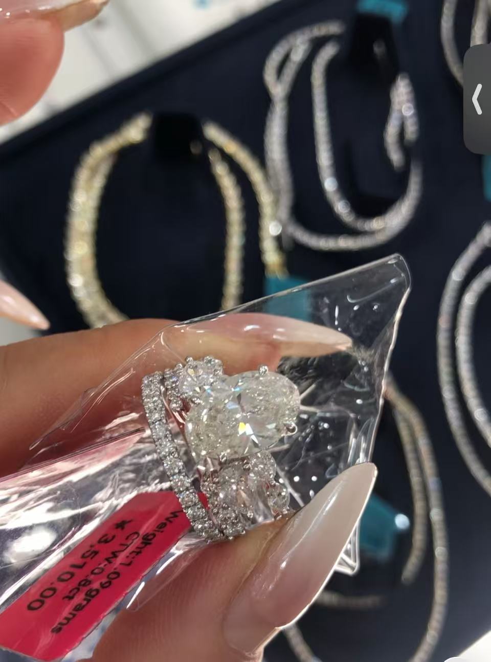 BRI TIKTOK LIVESTREAM 2-2  LINK , 3 ring-set solid 14K White Gold hidden halo 3CT,E VS1, Oval Cut bubble band Lab Diamond ring IGI Certified,  with 2 matching bands size (Copy)