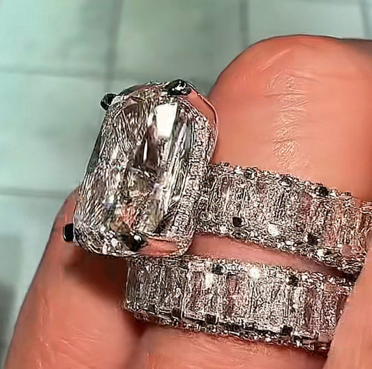 MED EM TIKTOK LIVESTREAM DEPOSIT LINK , ring sets+men band ring 14K solid white gold 6ct radiant D V1 With IGI certificate with matching band and men band ring size 7 &10