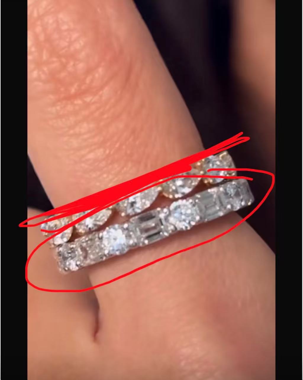 SHE TIKTIOK LIVESTREAM solid 14K yellow gold 2 band ring  size 8.5 +6