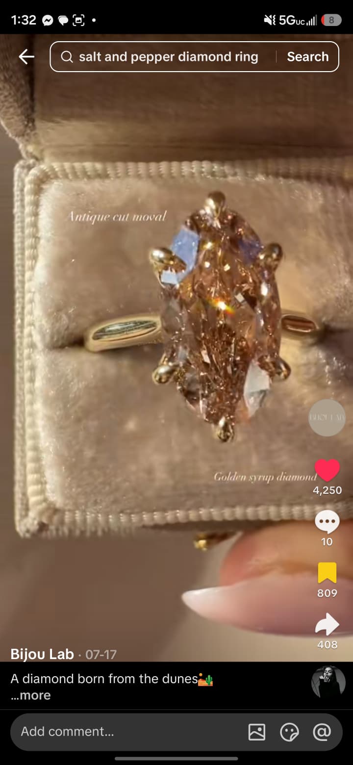 TAU TIKTOK LIVESTREAM  2.5ct dutch marquise brown/champagne color loose diamond stone