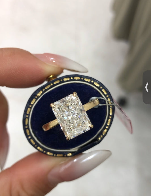 MIL TIKTOK LIVESTREAM 2-2 LINK 14K solid gold 4ct radiant E VS1 ring lab grown diamond with&nbsp; IGI Certificate&nbsp; size 8.5
