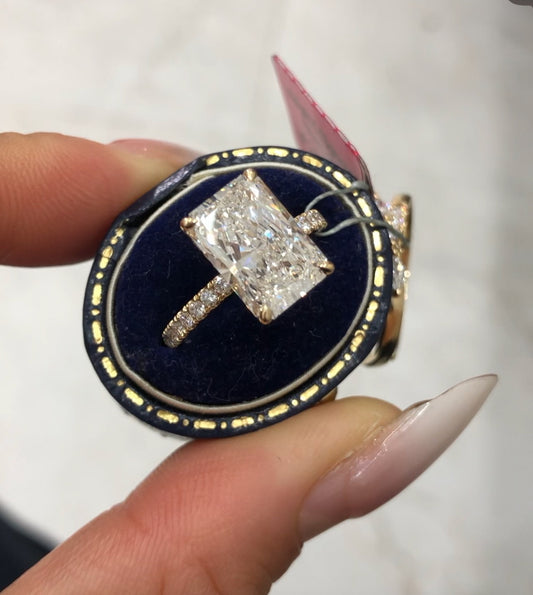 RA TIKTOK LIVESTREAM 2-2  LINK , solid 14K white Gold hidden halo 4CT,E VS1, Radiant Cut Lab Diamond ring IGI Certified,  size 6.5