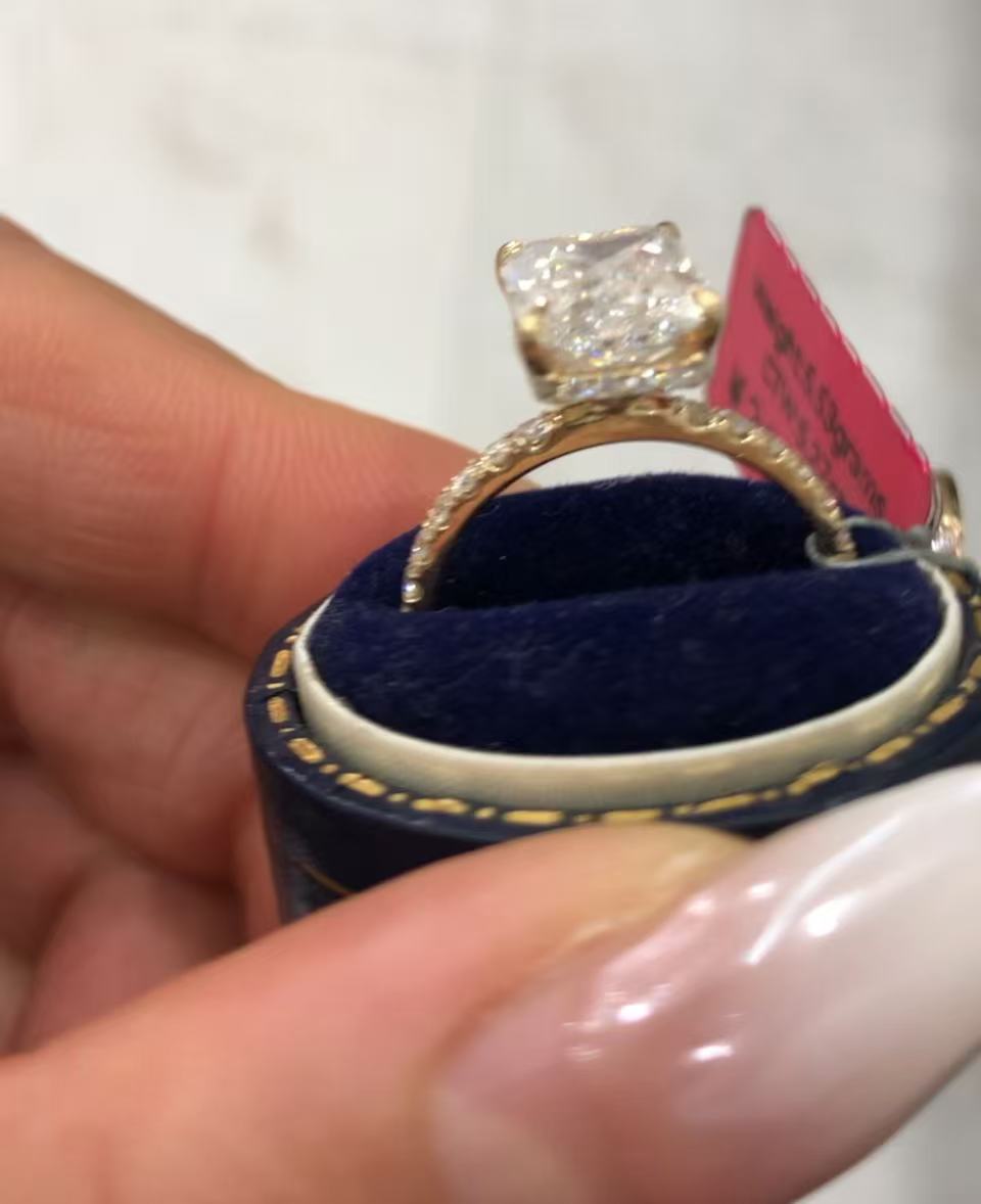 RA TIKTOK LIVESTREAM 2-2  LINK , solid 14K white Gold hidden halo 4CT,E VS1, Radiant Cut Lab Diamond ring IGI Certified,  size 6.5