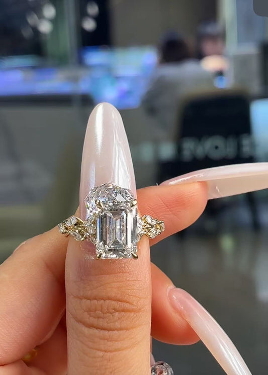 JES TIKTOK LIVESTREAli deposit link Solid 14K white gold 5ct Emerald cut E VS With IGI certificate vine band size 5.75