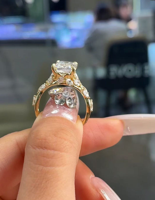 JES TIKTOK LIVESTREAli deposit link Solid 14K white gold 5ct Emerald cut E VS With IGI certificate vine band size 5.75