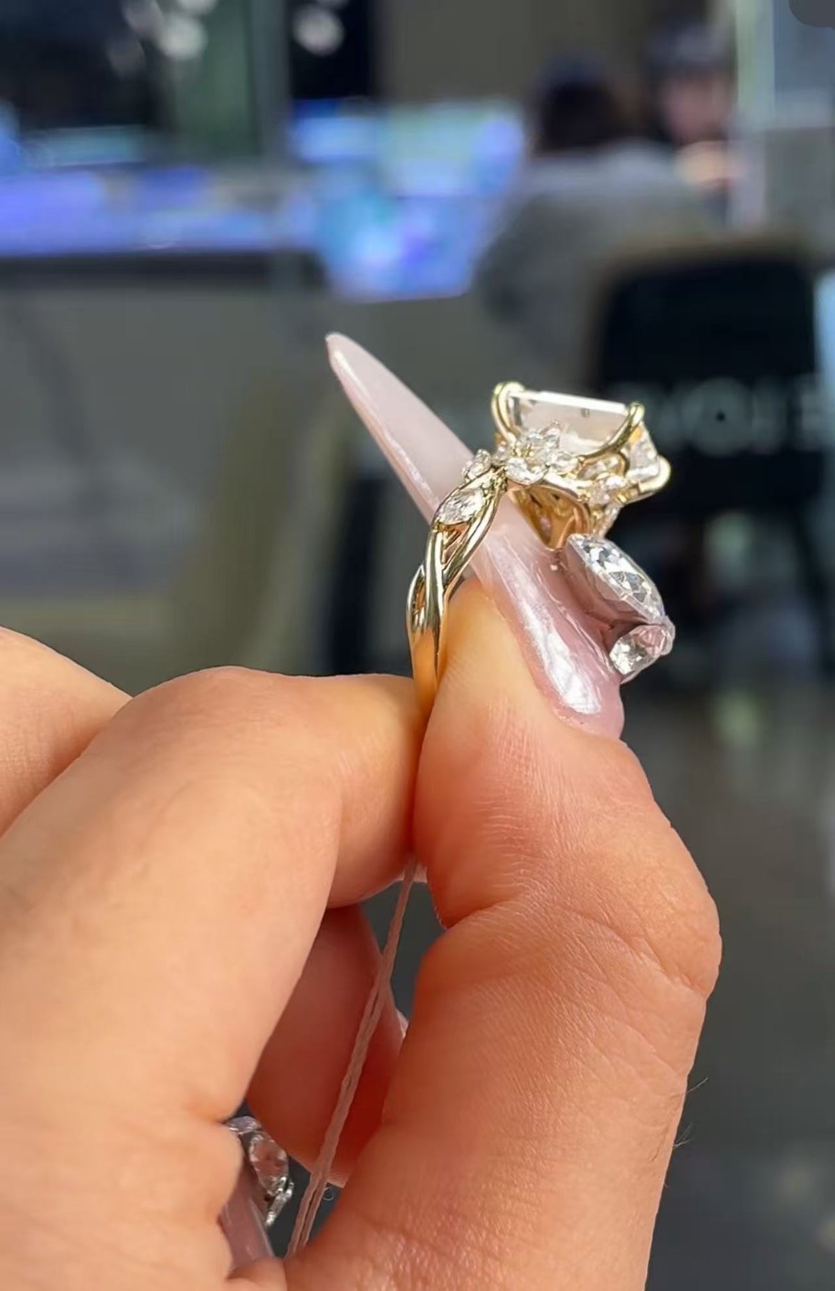 JES TIKTOK LIVESTREAli deposit link Solid 14K white gold 5ct Emerald cut E VS With IGI certificate vine band size 5.75