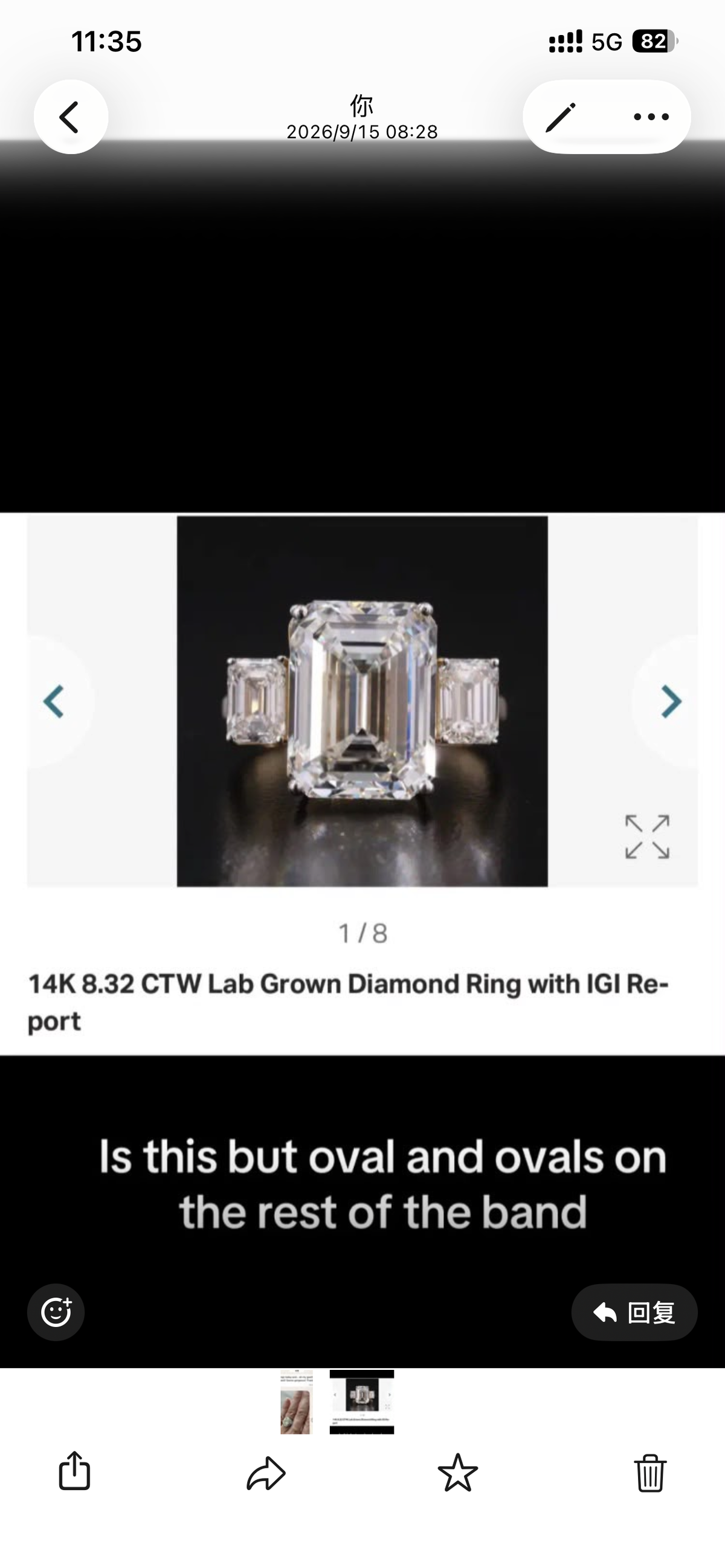 RAI 2-2link for 14K white  gold Oval cut  cener stone 6ct oval side two pieces oval1.6-1.8ct size 6.25 same as picture size 6.25 (Copy)