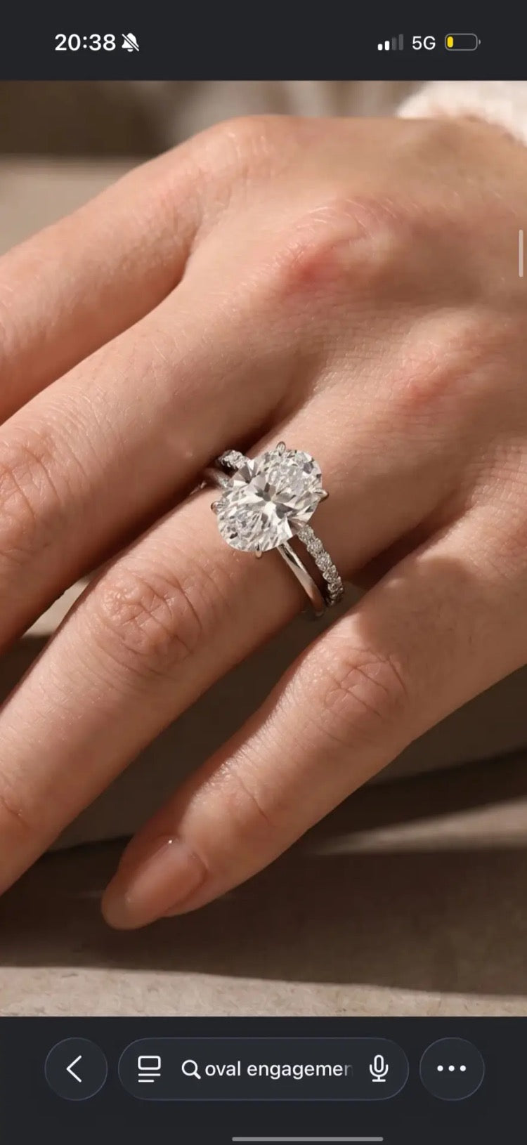Mi TIKTIOK LIVESTREAM solid 18k white gold 4ct oval cut ,E color VVS1 Clarity with IGI certificate,with a matching band  size 6.5