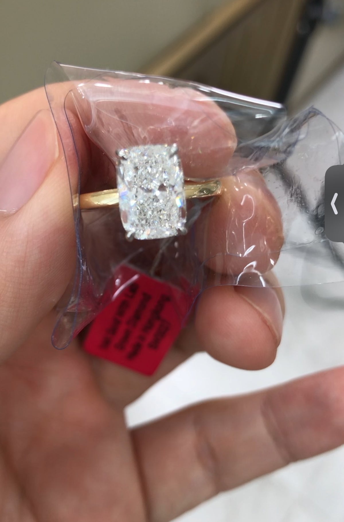 KAY TIKTOK LIVESTREAM 2-2 LINK , 14K yellow Gold 3 CT,E VS1, elongated cushion Cut Lab Diamond Engagement Ring,IGI Certified,paved band  size 5 (Copy)