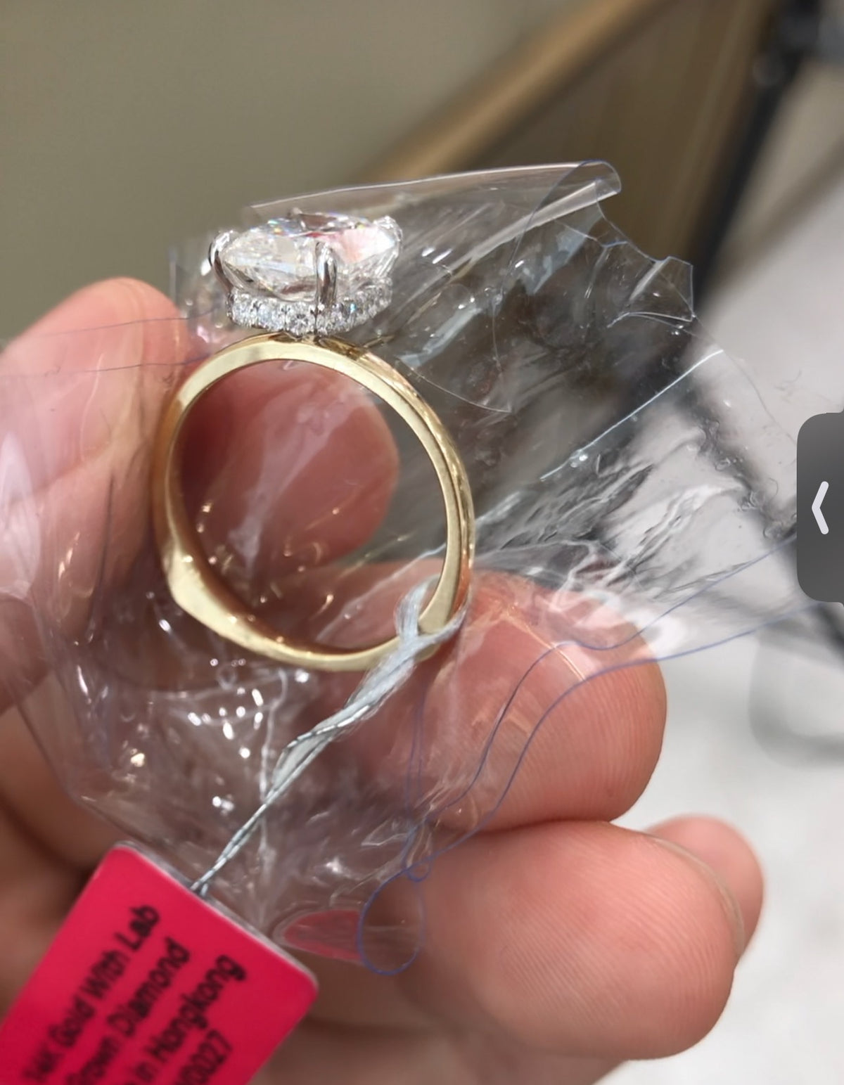 KAY TIKTOK LIVESTREAM 2-2 LINK , 14K yellow Gold 3 CT,E VS1, elongated cushion Cut Lab Diamond Engagement Ring,IGI Certified,paved band  size 5 (Copy)