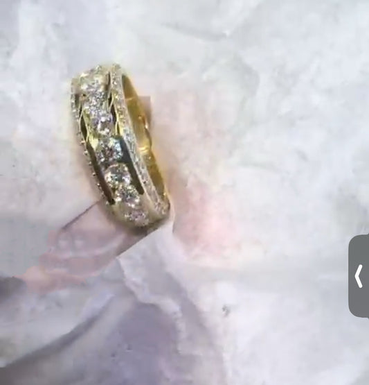 TIKTOK LIVESTREAM 18K gold men ring band as picture lab grown diamond band ring 9g gold weight