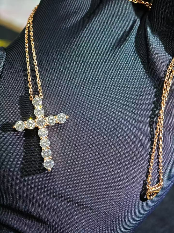 Cross Necklace Choker Solid 14K Gold Lab Grown Diamond necklace Choker chain (NK 1120) (Copy)