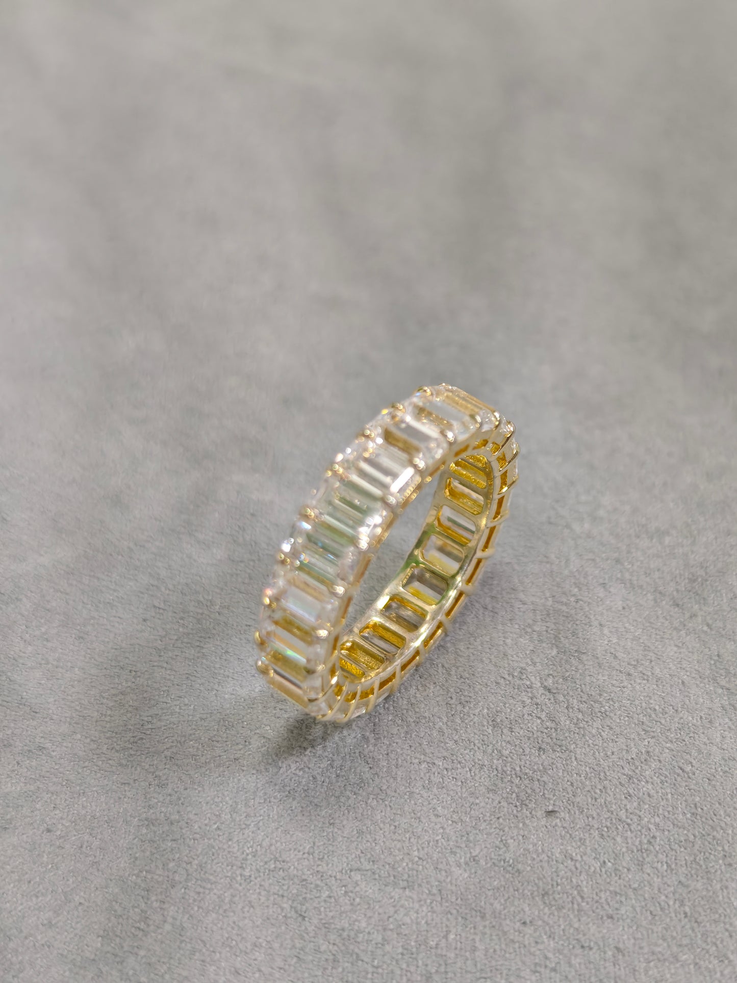 1 Ste TIKTOK LIVESTREAM Solid 14K white gold Lab Diamond Eternity emerald cut Band Ring size 5.25 (Copy)