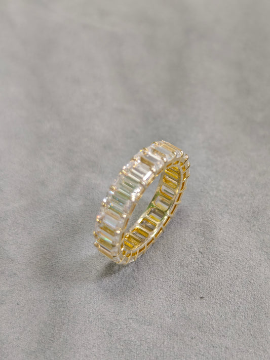 1 Ste TIKTOK LIVESTREAM Solid 14K white gold Lab Diamond Eternity emerald cut Band Ring size 5.25 (Copy)