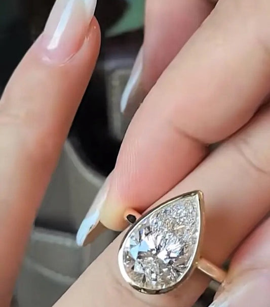 Mil 30% deposit link ring set  Tiktok livestream 14K yellow petal head bezel setting hidden bridge paved euro shank matching an open band marquise each piect size 6.25