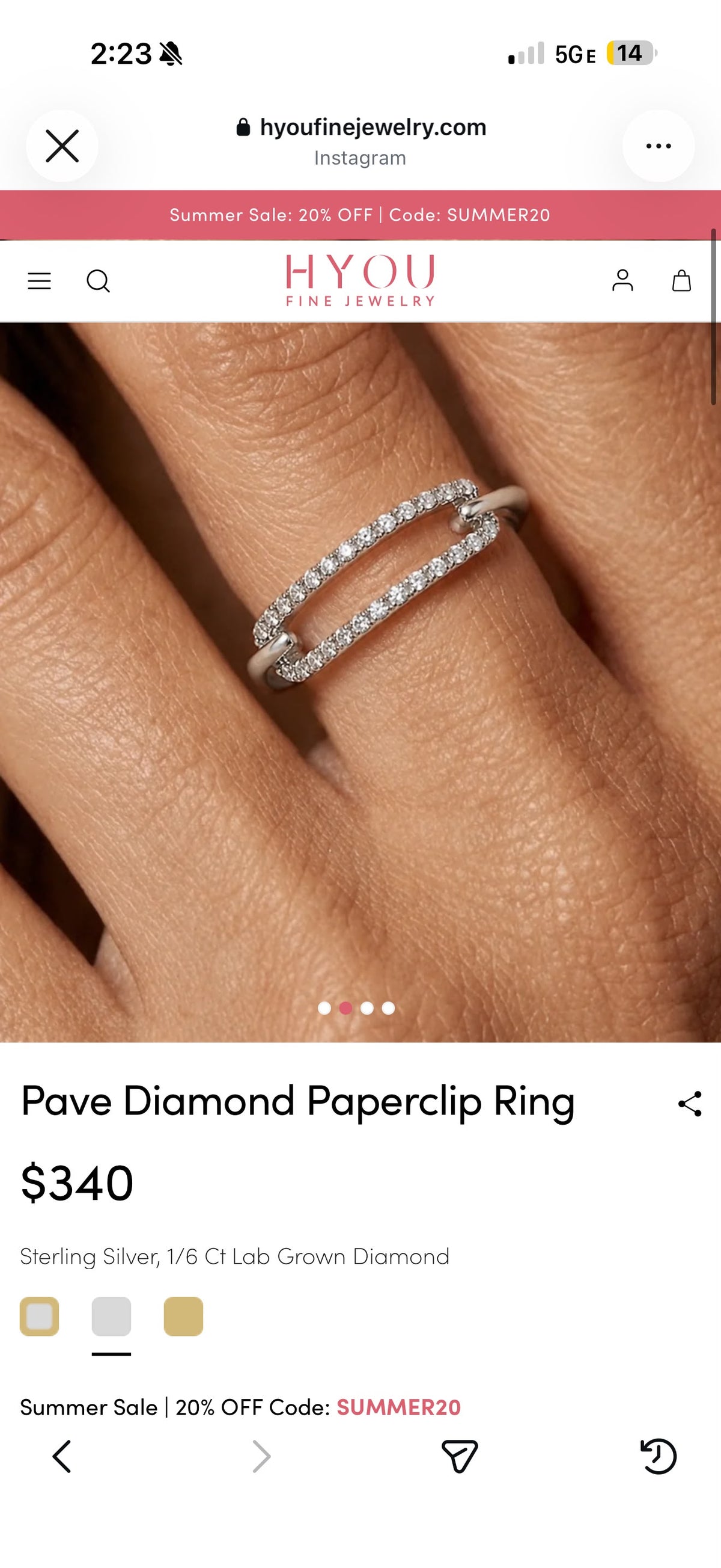STE TIKTOK LIVESTREAM 2 products 14K white Gold bracelet lab grown diamonds 2-3carats 17cm with 14K white gold  ring 0.3-0.4carats size 6