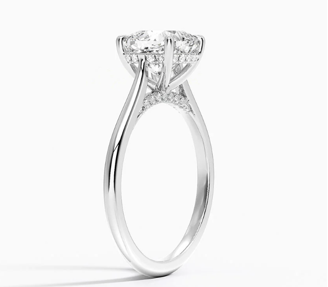 3.07ct Cushion E VVS2 Lab Diamond Engagement Ring, 14K Gold, VS1 Clarity