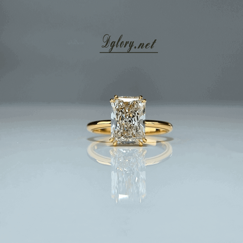 Lab Grown Diamond Ring,14K Gold 2.5 CT, F VVS2, Radiant Cut Lab Diamond Engagement Ring,IGI Certified, Double Claws Separate, Plain Setting (ST 0002)