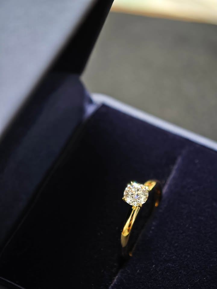 Canada 14K 0.6 Lab Grown Diamond Ring: Handmade 14K Yellow Gold plain Band Solid 14K 0.6ct Solitaire Lab Grown Diamond Solitaire ring Engagement Ring anniversary gift size8.5