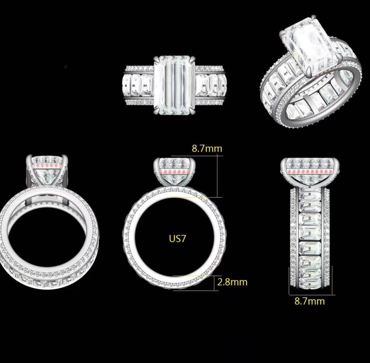 BR TIKTOK LIVESTREAM , Solid 18K solid white gold 6ct radiant D VVS1 With IGI certificate total carats weight around 20.88ctw size 4.75