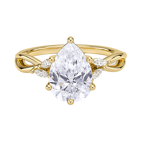 Luxe Willow Twisted Band 1.5ct D VVS2 Pear Cut Water Drop Lab Diamond Engagement Ring  Six Dot Prong (PE 6120)