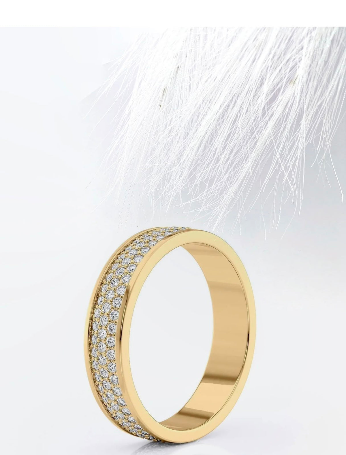 TIKTOK LIVESTREAM 2-1 link YAZ 18K Yellow Gold, 3-row paved eternity men band 1.3ctw lab diamond D VVS, size 7