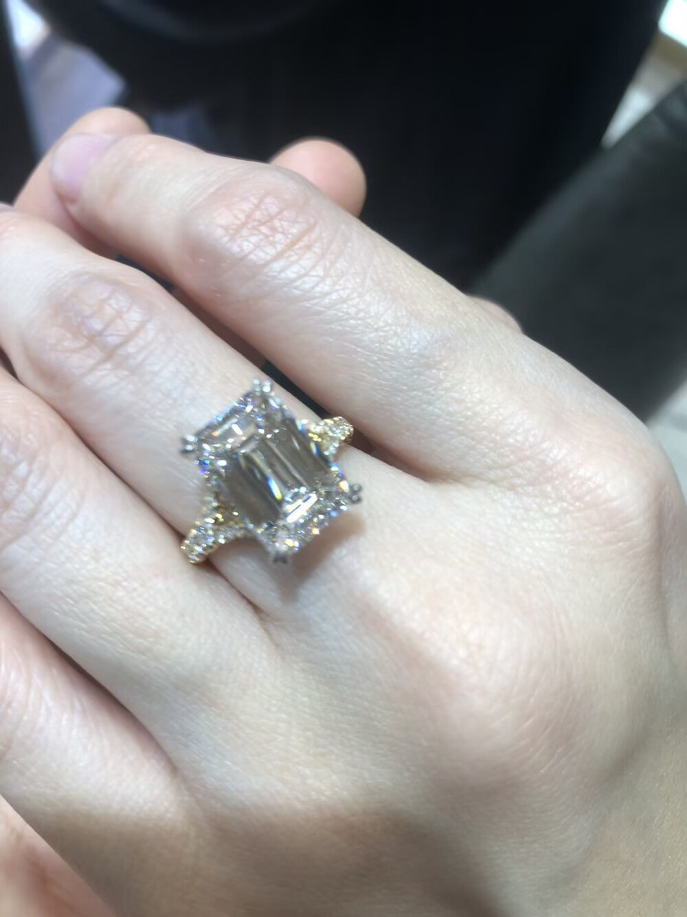 link -3-1-erica-TIKTOK LIVESTREAM Ring set 18k YELLOW GOLD 14K yellow gold  Lab Emerald eternity 5ct and emerald 6ct F VVS2  double claws 2-tone 2 products