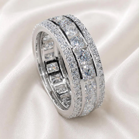 Des TIKTOK LIVESTREAM 2-1 depsoit link 14K white gold D VVS men ring band as picture lab grown diamond band ring  size 9
