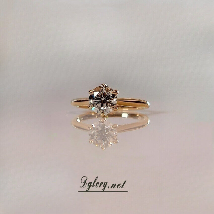 Lab Created Diamond Engagement Ring,14K, 1 CT, D VVS2, Lab Round Cut, IGI Certified, 6-Prong Ring, Solitaire Ring, Twisted Cathedral Setting   (ST 0014)