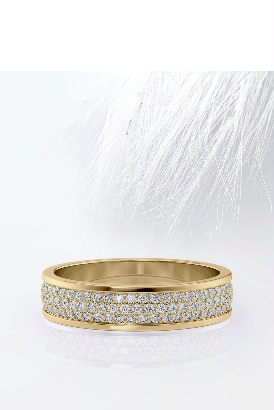 TIKTOK LIVESTREAM 2-1 link YAZ 18K Yellow Gold, 3-row paved eternity men band 1.3ctw lab diamond D VVS, size 7