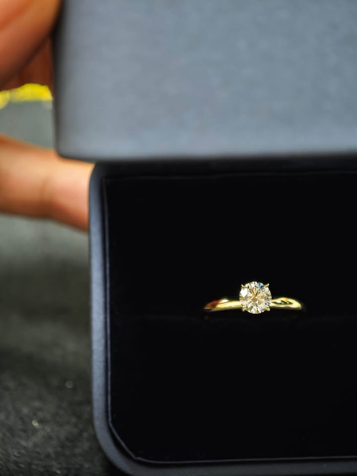 Canada 14K 0.6 Lab Grown Diamond Ring: Handmade 14K Yellow Gold plain Band Solid 14K 0.6ct Solitaire Lab Grown Diamond Solitaire ring Engagement Ring anniversary gift size8.5