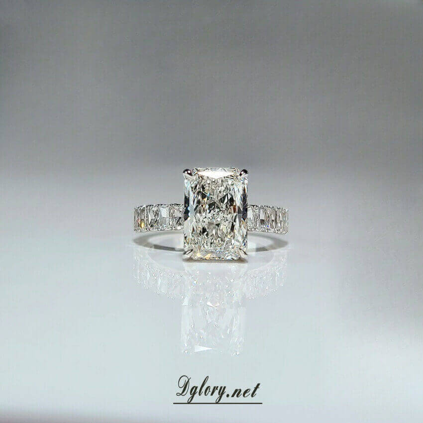 Lab Grown Diamond Ring,14K Gold 3.5 CT, F VS1, Radiant Cut Lab Diamond Engagement Ring,IGI Certified, Hidden Halo 2*3mm ,Lab Radiant Half Band (ST 0004)