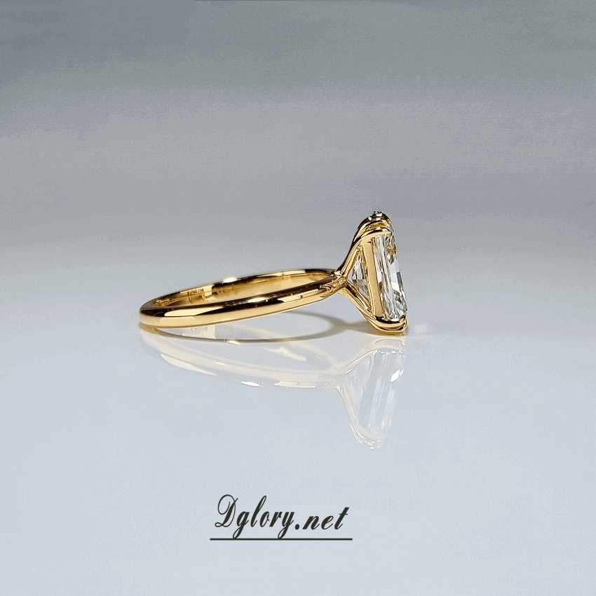 Lab Grown Diamond Ring,14K Gold 2.5 CT, F VVS2, Radiant Cut Lab Diamond Engagement Ring,IGI Certified, Double Claws Separate, Plain Setting (ST 0002)
