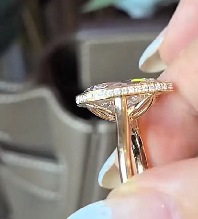 Mil 70% balance link 4-4 ring set  Tiktok livestream 14K yellow petal head bezel setting hidden bridge paved euro shank matching an open band marquise each piect size 6.25 (Copy) (Copy)