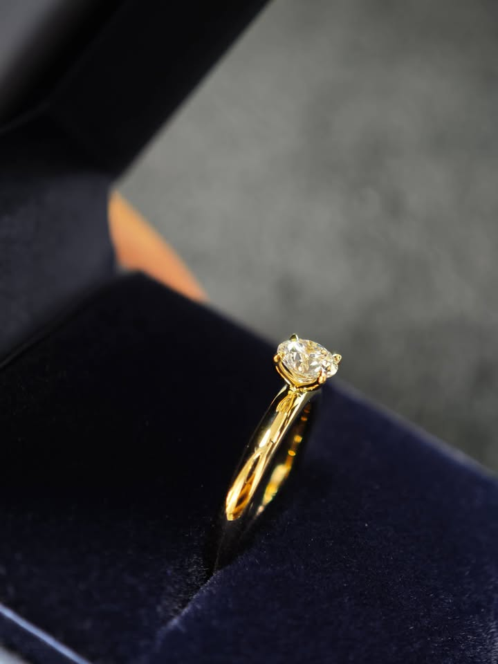Canada 14K 0.6 Lab Grown Diamond Ring: Handmade 14K Yellow Gold plain Band Solid 14K 0.6ct Solitaire Lab Grown Diamond Solitaire ring Engagement Ring anniversary gift size8.5