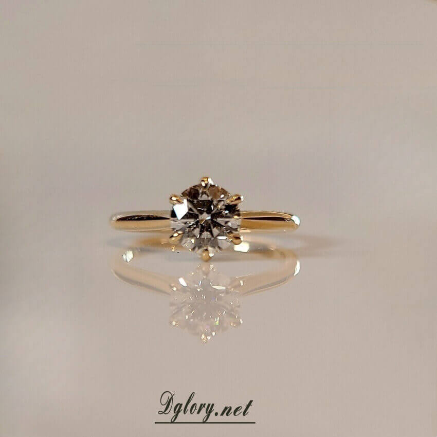 Lab Created Diamond Engagement Ring,14K, 1 CT, D VVS2, Lab Round Cut, IGI Certified, 6-Prong Ring, Solitaire Ring, Twisted Cathedral Setting   (ST 0014)