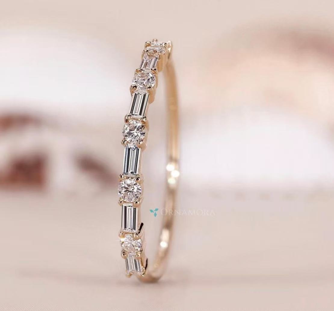 Kam TIKTIOK LIVESTREAM 14K yellow gold half eternity band D VVS band width 1.4mm size 6.5