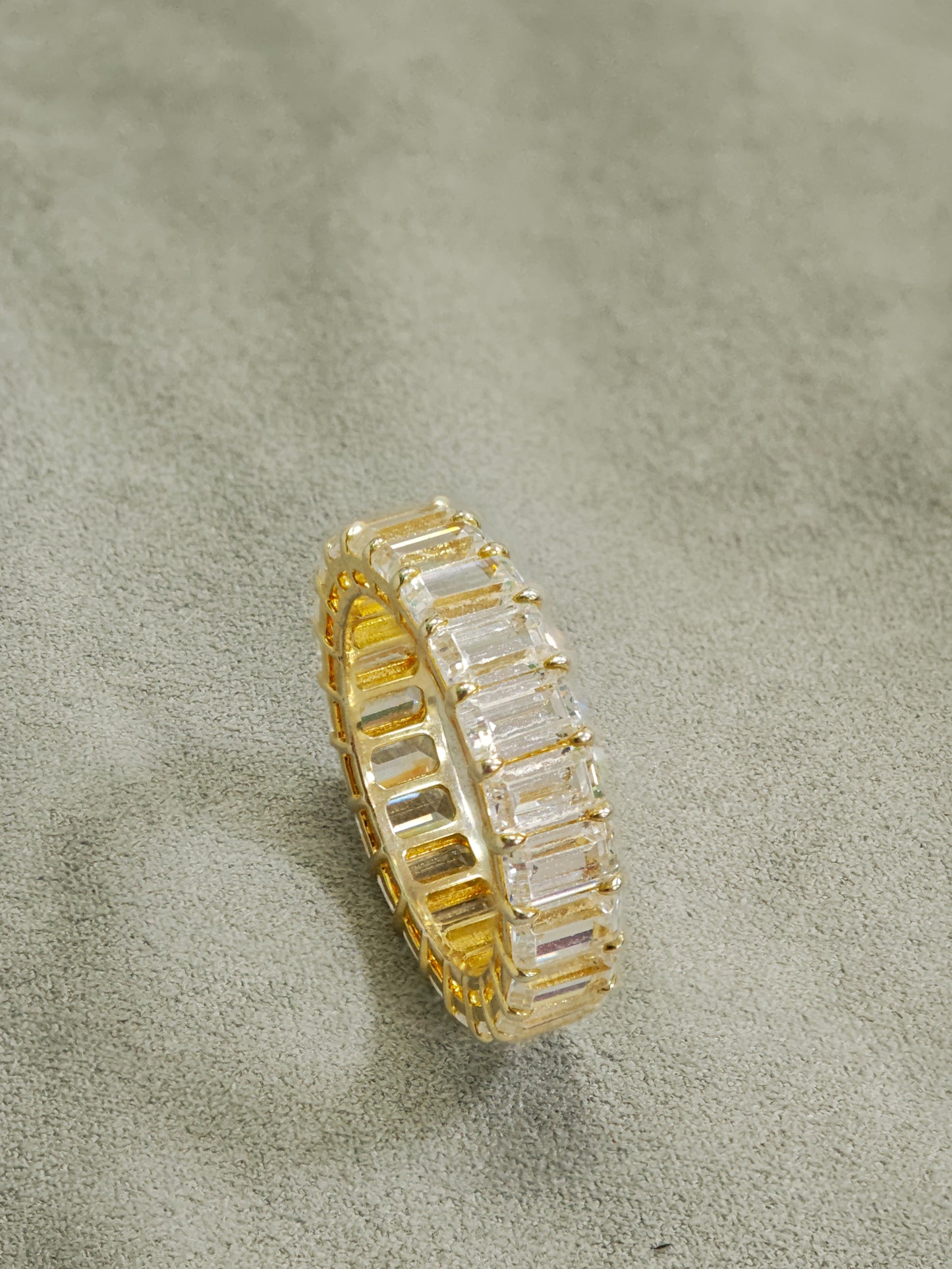1 Ste TIKTOK LIVESTREAM Solid 14K white gold Lab Diamond Eternity emerald cut Band Ring size 5.25 (Copy)