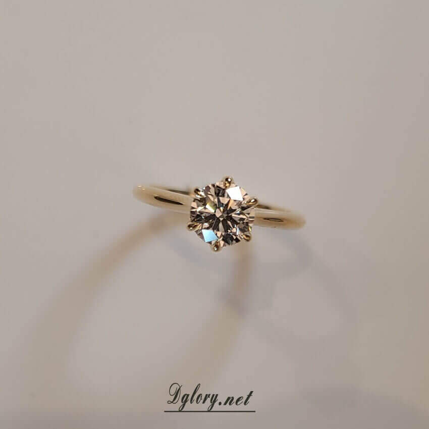 Lab Created Diamond Engagement Ring,14K, 1 CT, D VVS2, Lab Round Cut, IGI Certified, 6-Prong Ring, Solitaire Ring, Twisted Cathedral Setting   (ST 0014)